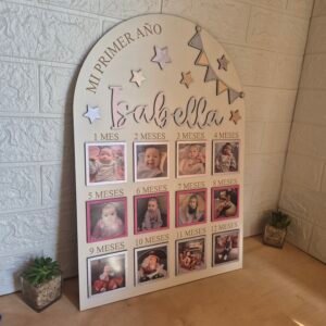 Alternative view of Letrero «Mi primero año de vida» banderin rosa
