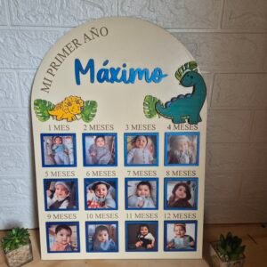 Letrero "Mi primer año de vida" Dinosaurio 1